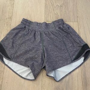 Lululemon hotty hots, size 2, 4”, grey athletic shorts.